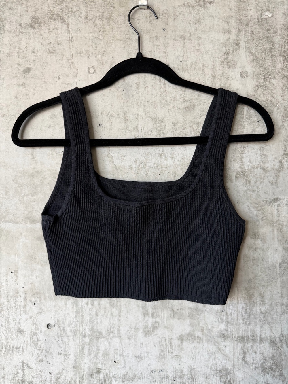 Babaton Black Ribbed Square-Neck Tank - Picture 2 of 3